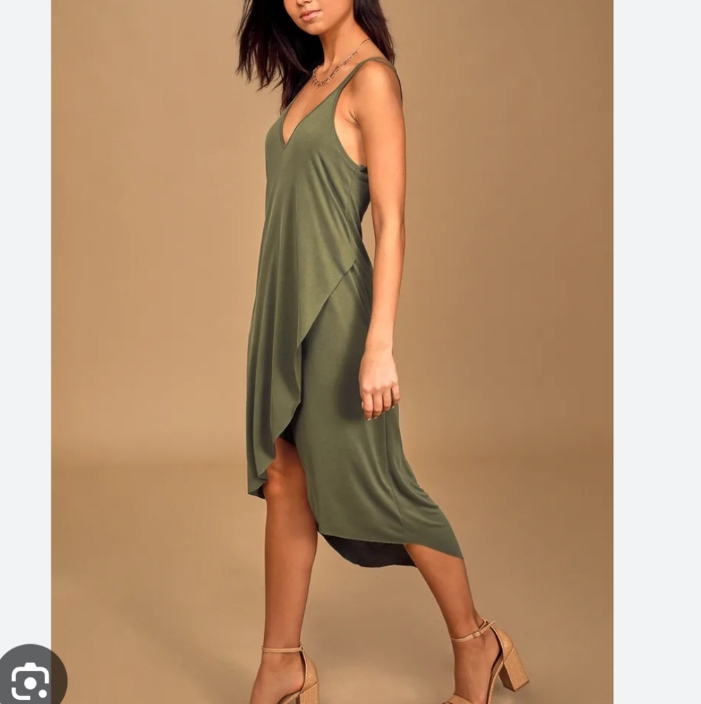 Lulu's mood and melody olive green high low dress